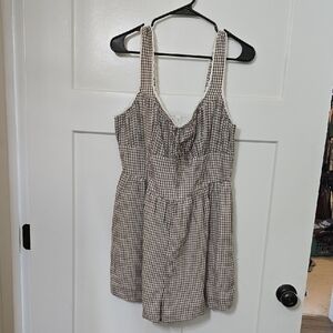 American Eagle Outfitters Brown Checkered Jumpsuit